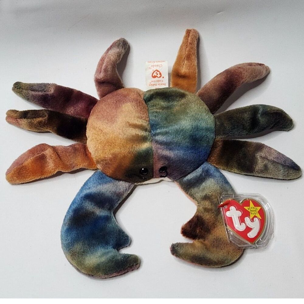 Ty Beanie Baby Claude – 1996 – Multicolor Tie‑Dye Crab Plush with Hang Tag